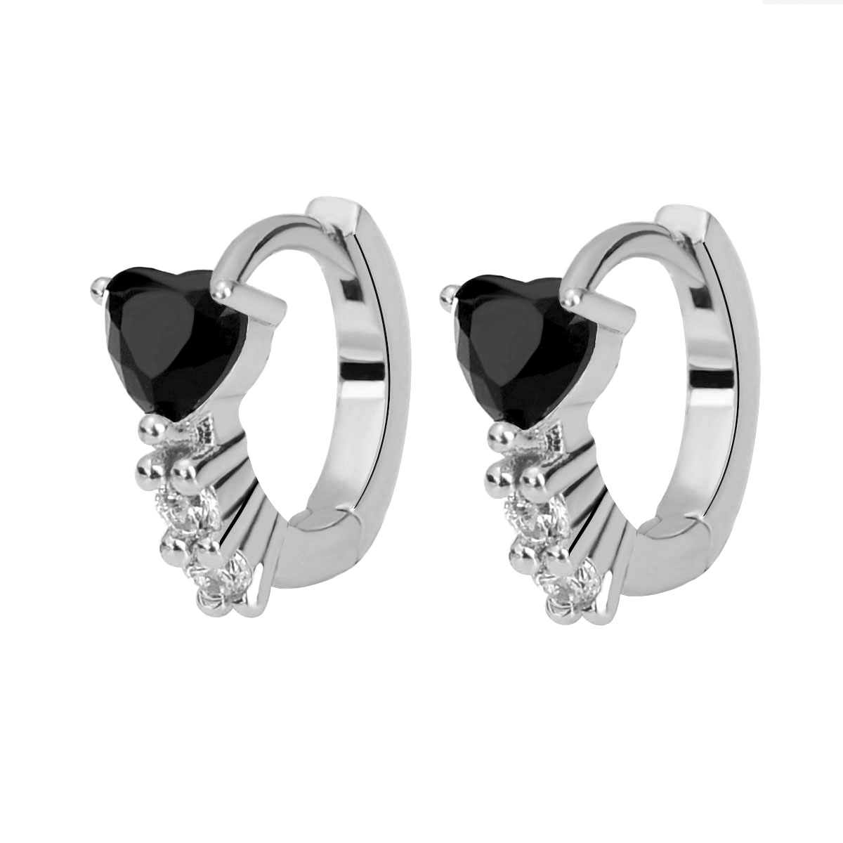 Pendientes Huggies púrpura blanco verde azul rojo corazón cuadrado Color plata pendientes de aro pequeños para mujeres niñas joyería de boda: RED