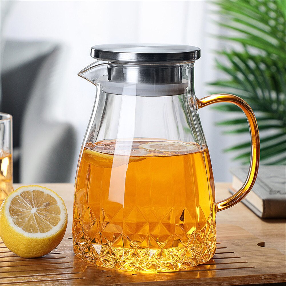 Lasikannu 1000ml - Vesikannu Kannella Kylmälle Teelle ja Mehulle - Keittiö
