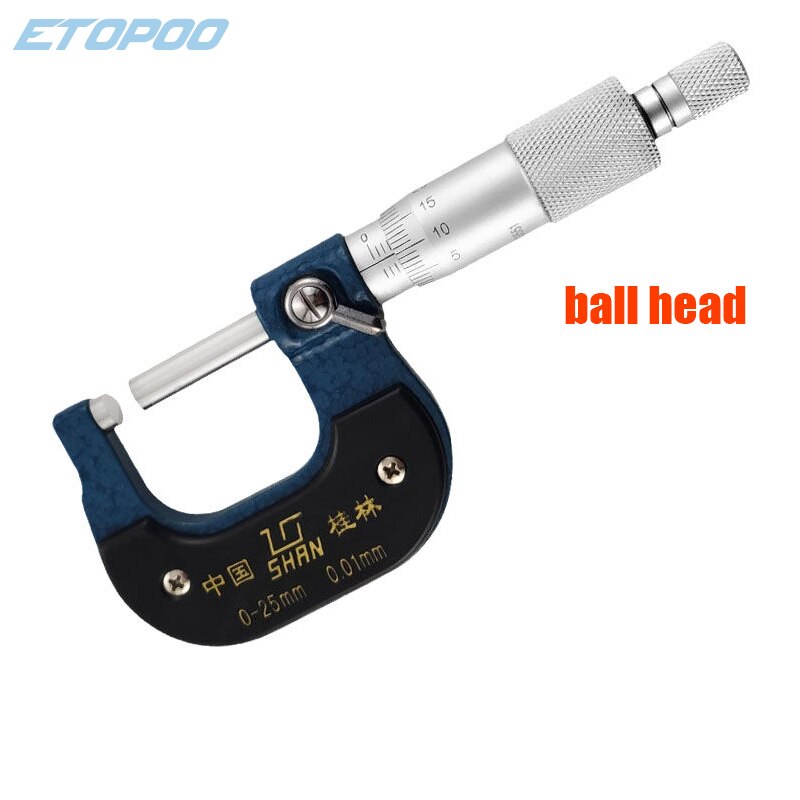 Factory outlet! 0-25mm Tube Micrometer drum head special micrometer wall tube thickness gauge measuring tools: ball head