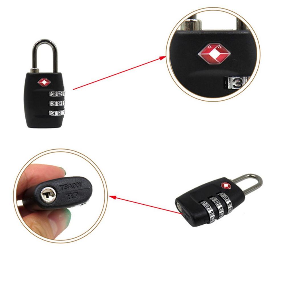 Security Code Padlock 3 Digits Combination Lock Black Lock Gym Cabinet Lock Luggage Check-In Travel