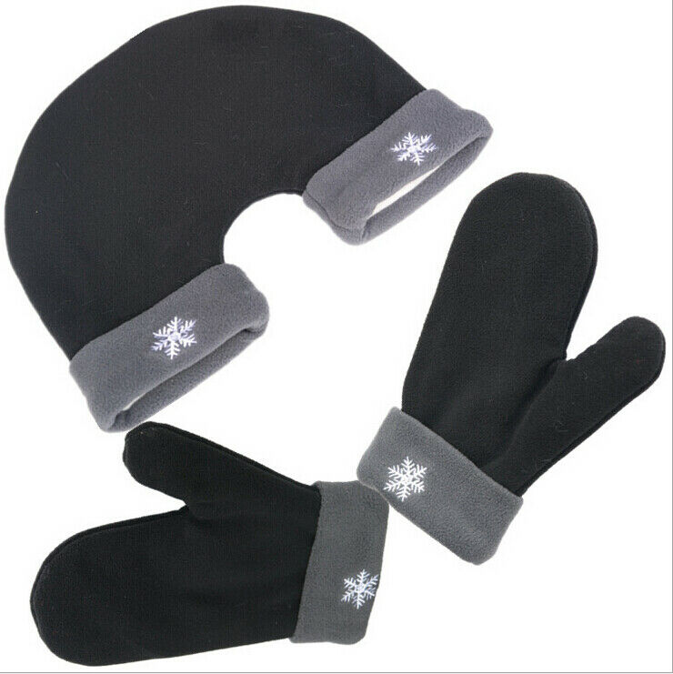 Women Men Couple Gloves Polar Fleece Lovers Winter Warm Handle Double Mittens Black Red