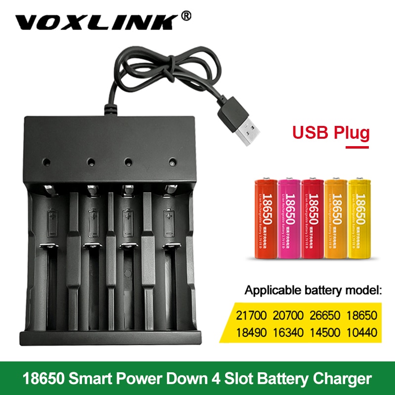 Voxlink 18650 Battery Charger Led 4 Slots Smart Opladen 26650 21700 14500 26500 22650 26700 Li-Ion Oplaadbare Batterij Oplader