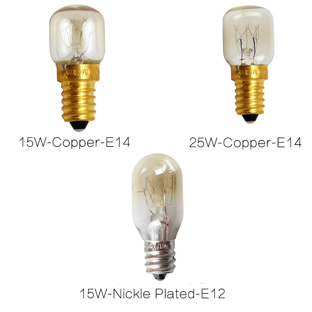 E12/E14 Heat Resistant Salt Light Replacement Oven Bulb Incandescent Easy Install 15W 25W Copper Base Super Bright
