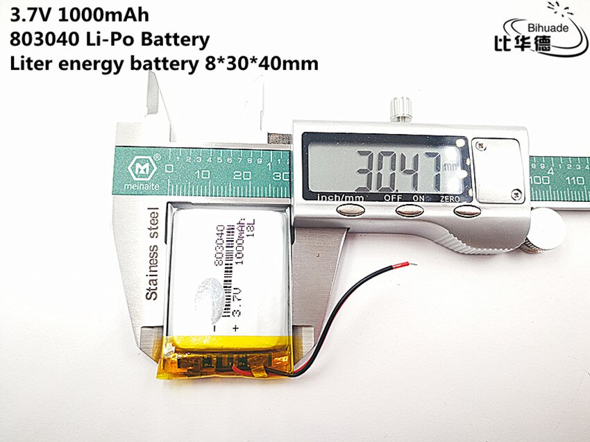 10 stücke Liter energie batterie Gute Qulity 3,7 V, 1000 mAH, 803040 Polymer lithium-ion/Li-Ion batterie für SPIELZEUG, POWER BANK, GPS, mp3, mp4