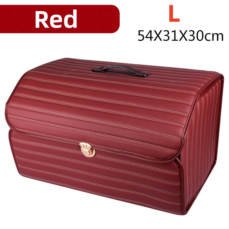 Boîte de rangement de coffre de voiture, grande capacité, sac de rangement d'outils multi-usage automobile, rangement pliable en cuir pour boîte de rangement d'urgence: WHITE