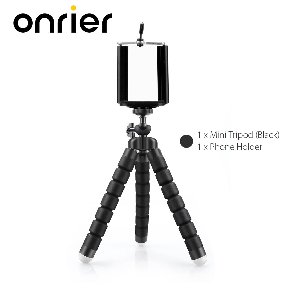 Onrier Mini flexibel Schwamm Krake Stativ für Telefon praktisch Smartphone Stativ für Gopro 8 7 6 5 für yi 4k Kamera: OP414B-Schwarz
