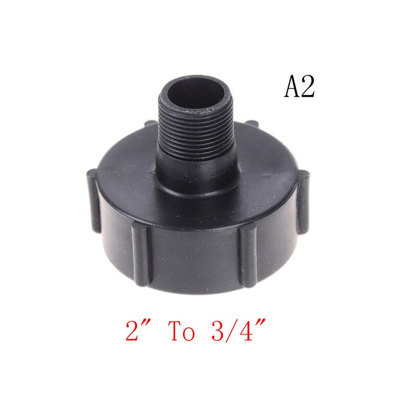 Zwart Gallon IBC Tote Tank Afvoer Adapter Grove Draad Tuinslang 2 "Naar 1/2" 3/4": A2