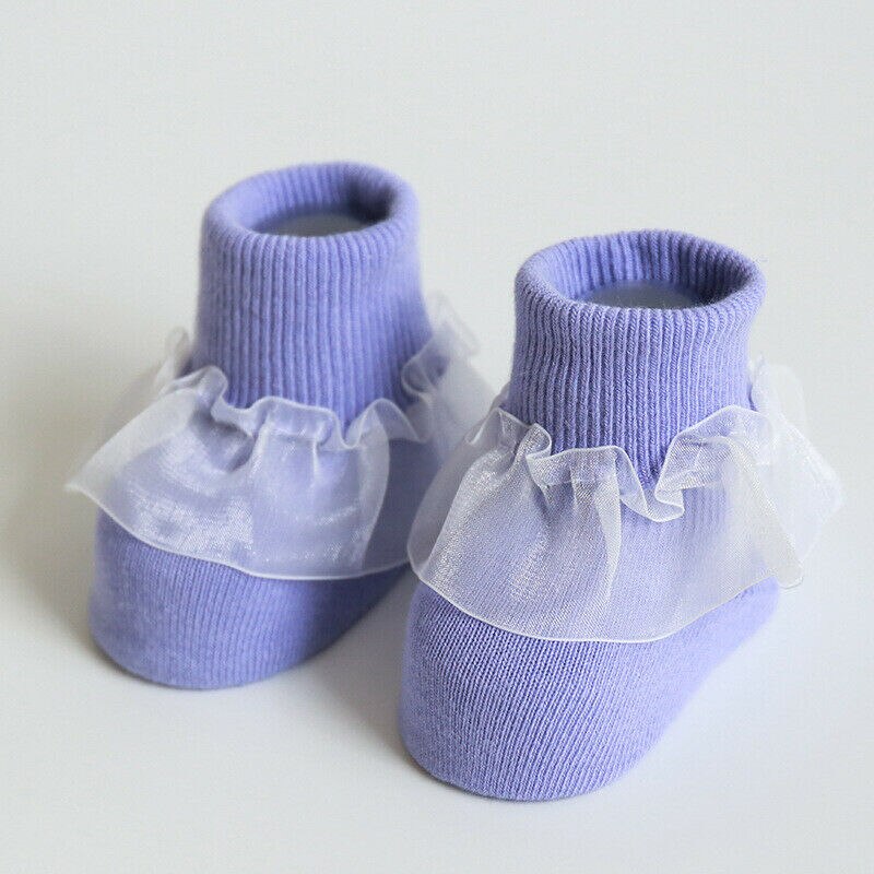 Baumwolle Baby Socken Spitze Prinzessin Socken Baby Mädchen Anti Slip Wärmer Ankle Socken Weiß Rosa Grün Gelb: Purpurrot / S