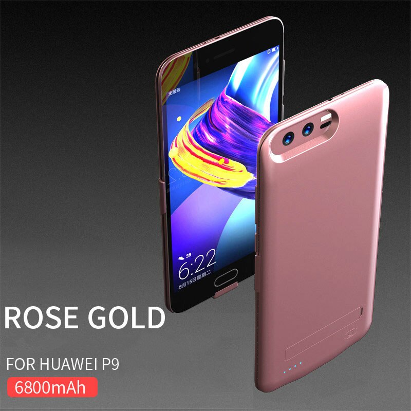 NENG 6800mAh Battery Charger Case For Hauwei P9 P10 shockproof External Power Bank Charging Back For huawei P9 P10 Plus case: Rose For P9