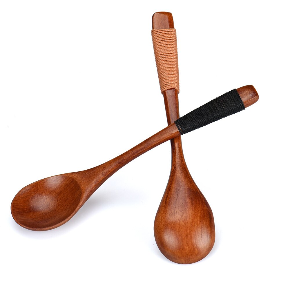 Cuchara de madera de 14cm, utensilio de cocina de bambú, herramienta de madera para sopa, cucharadita de Catering para Kicthen, novedad,
