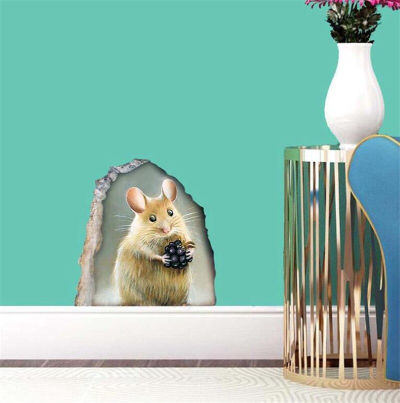 3D Cute Mouse Stereo Wall Sticker, Home Decoration, PVC Sticker Pattern Single-piece Package Modern