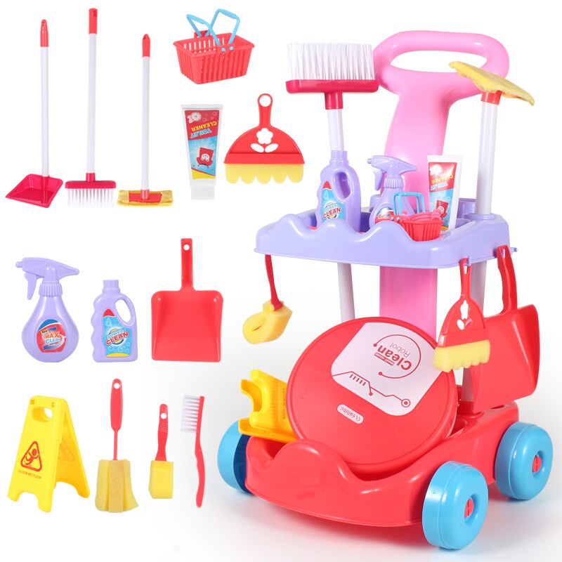 Nuovi giochi per bambini pulizia della casa pulizia della ragazza spazzare Mop spazzatrice automatica strumento per bambini Set vocale e leggero finta gioca giocattoli