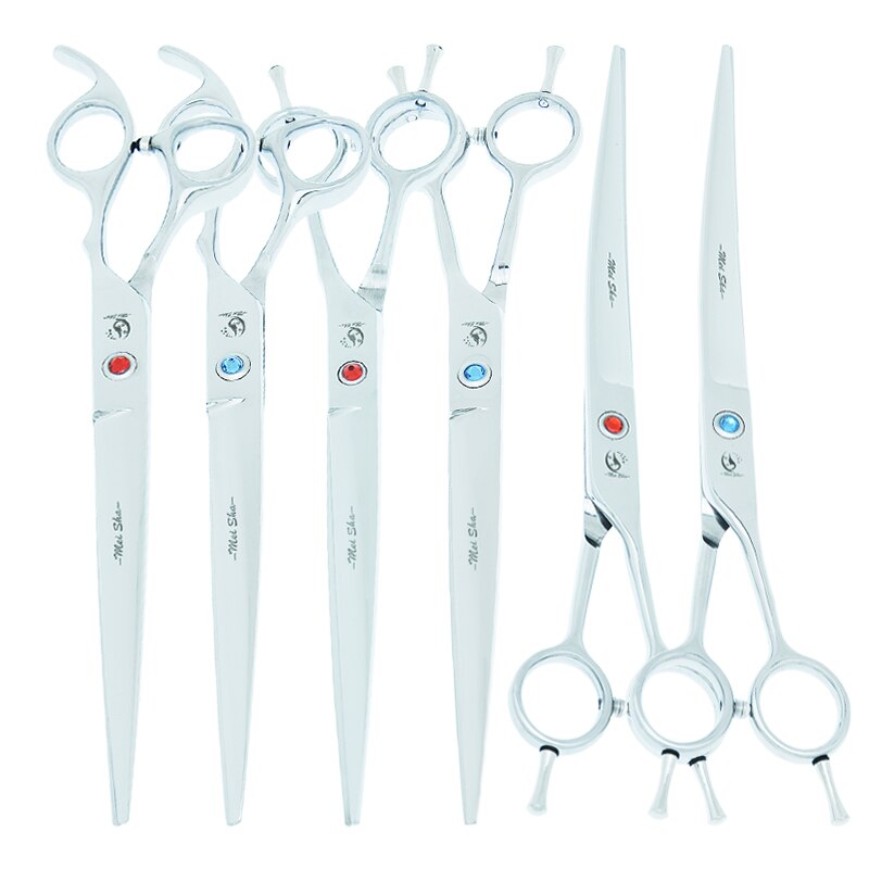 8.0 Inch Pets Grooming Scissors Japan 440C Straight Dogs Cutting Shears Curved Scissors Pets Hair Trimmer Animals Tijeras B0061A