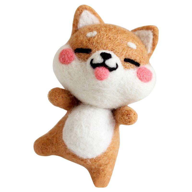 Wool Felt DIY Bag Smiling Strawberry Shiba Inu Needle Animals Wool Felt Poked Knitting Unfinished DIY Wool Felting Package: Smiling Shiba