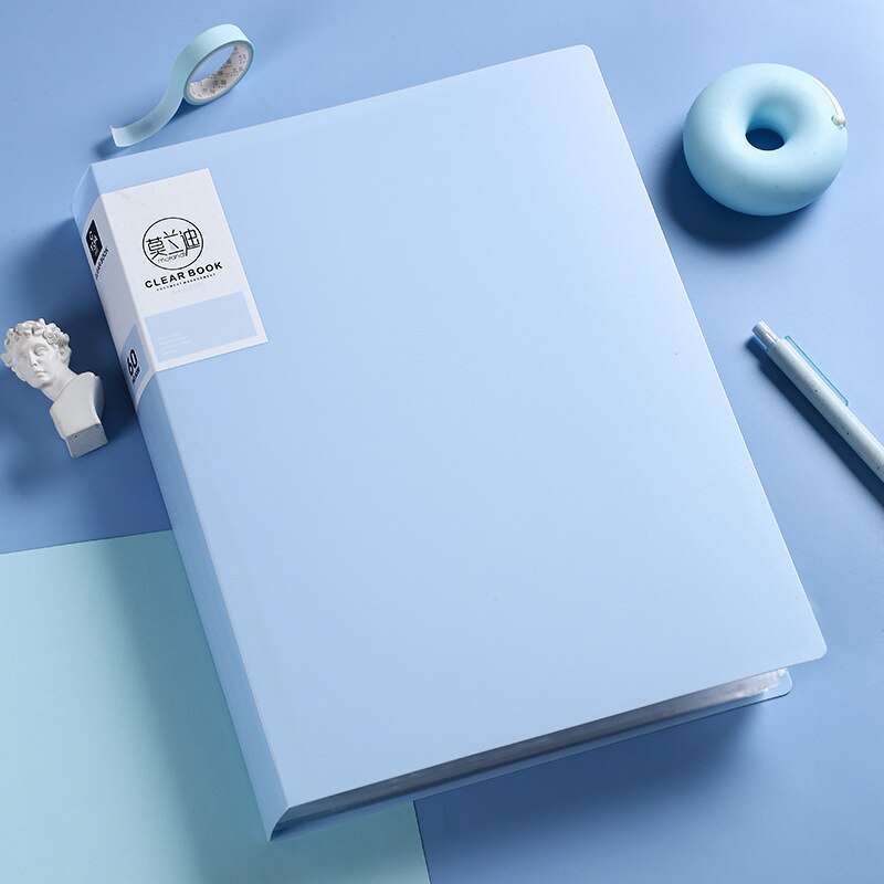 40 60 80 Pages A4 Size A4 Information Book Folder Storage Rganizer Book Multi-layer Loose-leaf Folder Student Office File Book: 60 pages blue
