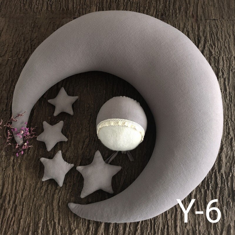 Moon Pillow Newborn Photography Prop Baby Posing Pillow Star Hat Set Baby Body Poser for Studio Photo: 6