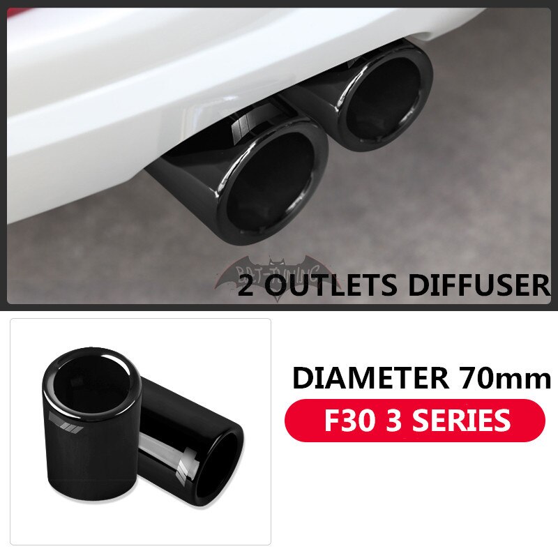 Titaanimusta /// m ulkoasun äänenvaimennin bmw: lle  f30 320i 325i 330i 76mm halkaisijaltaan ruostumattomasta teräksestä valmistetut pakoputken kärjet: 2x f30 putkea