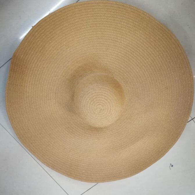 Summer Oversize Beach Hats For Women 25CM Brim Large Straw Hat Sun Protection Party Travel Hat: khaki