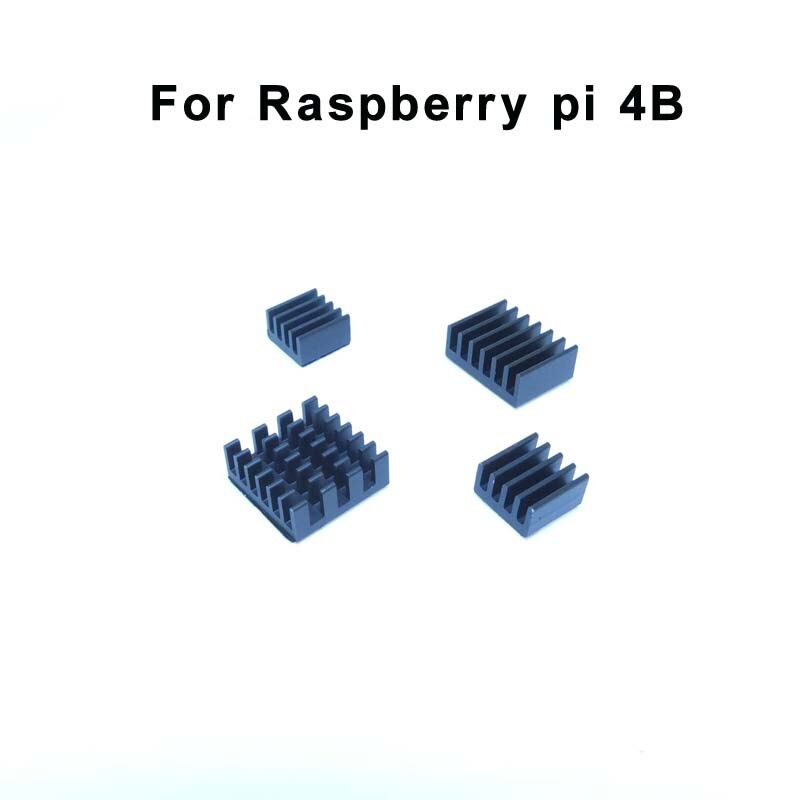 4pcs For Raspberry Pi 4B Aluminum Heatsink Radiator Cooler Kit for Raspberry Pi 4: Black