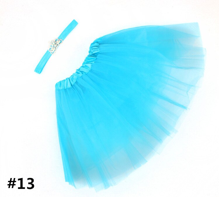Kroon Haarband Baby Pak Kinderen Tutu Rok Haarband Pak Baby Fotografie Gaas Rok Infant Tulle Rok: Sky Blue