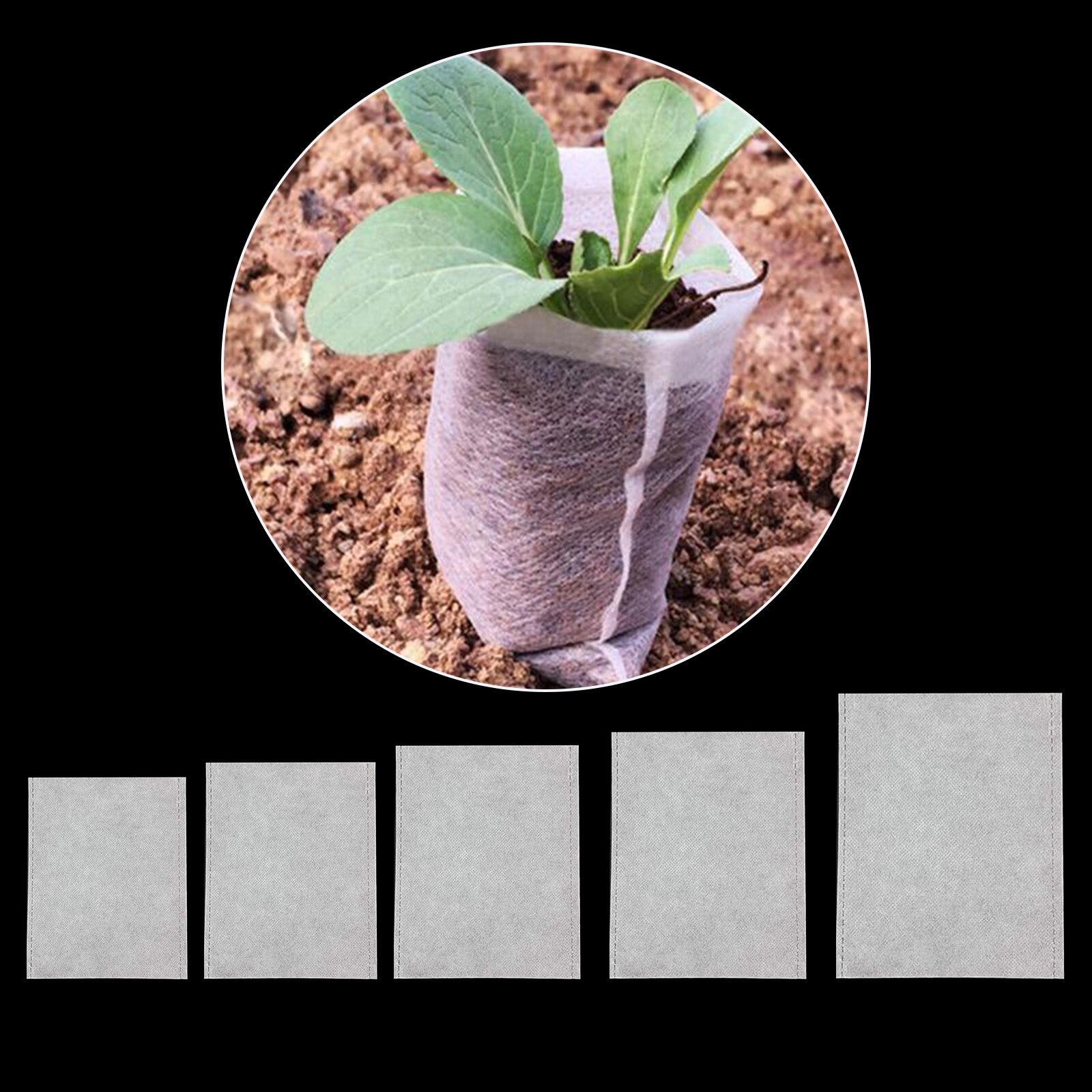 300Pcs 5 Maten Biologisch Afbreekbaar Non-woven Zaailing Potten Planten Zakken Verzorgingstas
