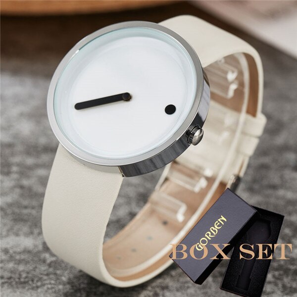 Unique Simple Quartz Watches Cool Minimalist Style Wristwatch Stainless Steel Dot and Line Wristwatches: QP002BOX