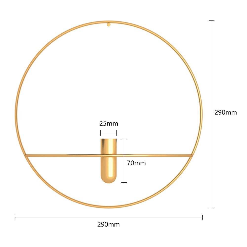 Modern Art 3D Circle Metal Candle Holder Wall Hanging Home Decoration Flower Vase Tea Light Art Crafts Geometric Candlestick: Gold I