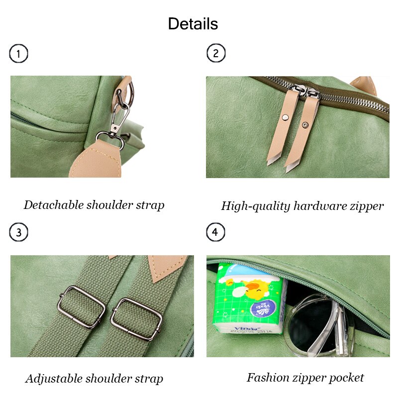 PU Female Backpacks Ladies Leather School Bags Large Capacity School Bags for Teenage Girls Student Book Bag Retro Lady Backpack