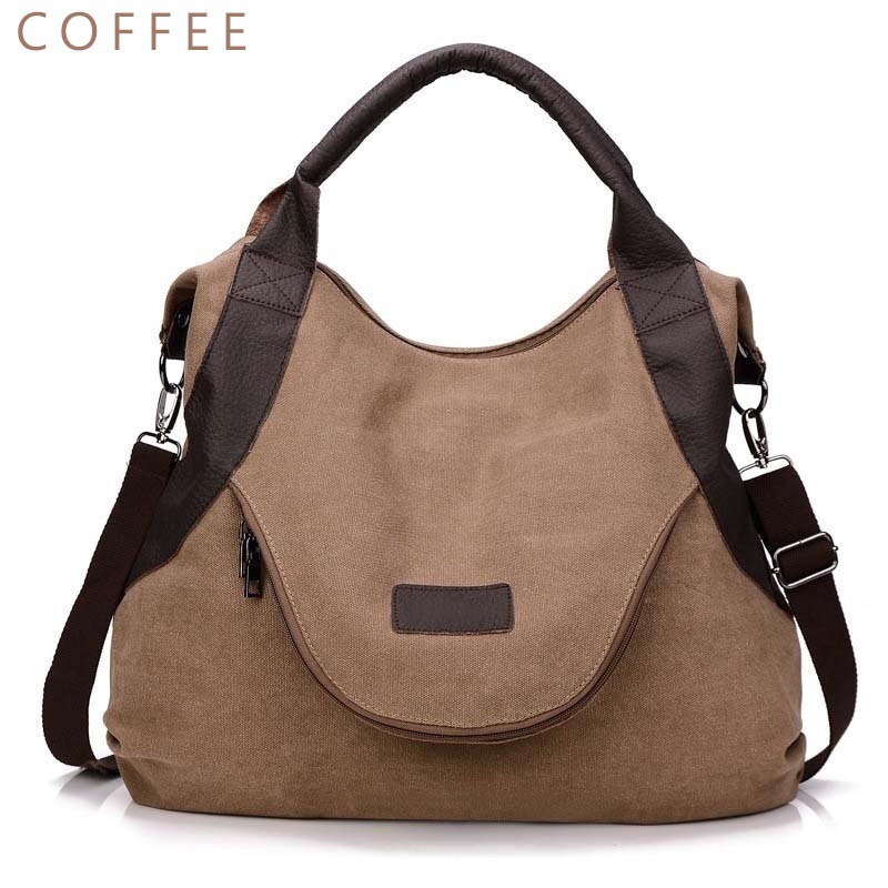 Kvky, bolso grande informal, bolso de mujer, bolso de hombro, bolsos de lona de cuero con capacidad para mujer,: Coffee-large