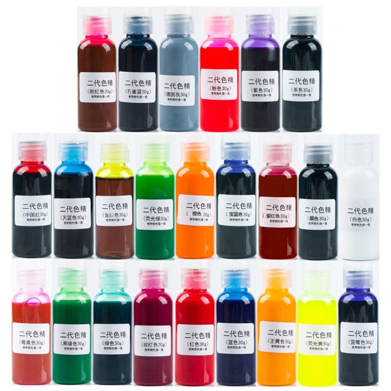 24 Color Large Bottle 30ml Resin Pigment Kit Transparent Epoxy UV Resin Coloring Dye Pigment Colorant Fading Resistance