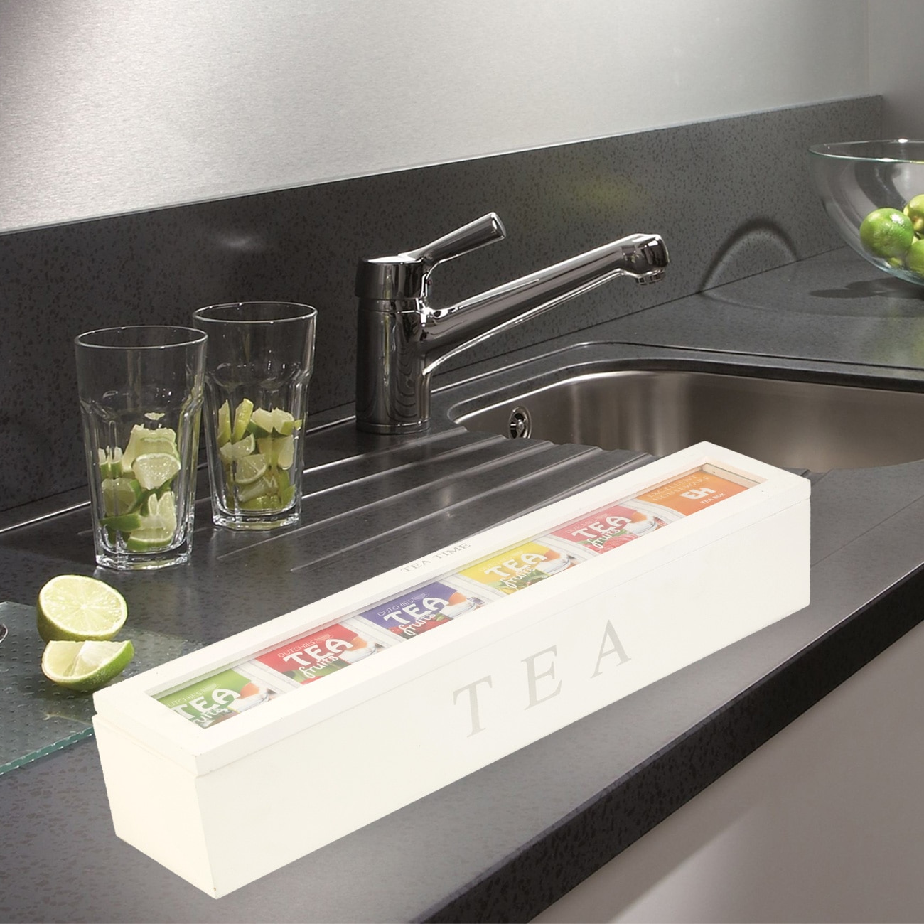 Tea Storage Box With 6/9 Compartments For Kitchen Cabinets Home Wood Exquisite Teaware Coffee Tea Bag Storage Holder Organizer