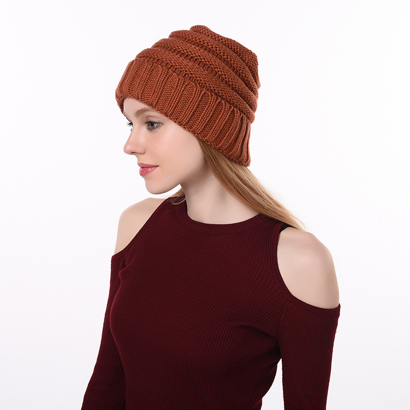 Q Keep Warm Knitted Hat 1Pcs Woman Bonnet 21*21CM Cap Multipurpose Autumn Winter Accessories Winter Essential Hats