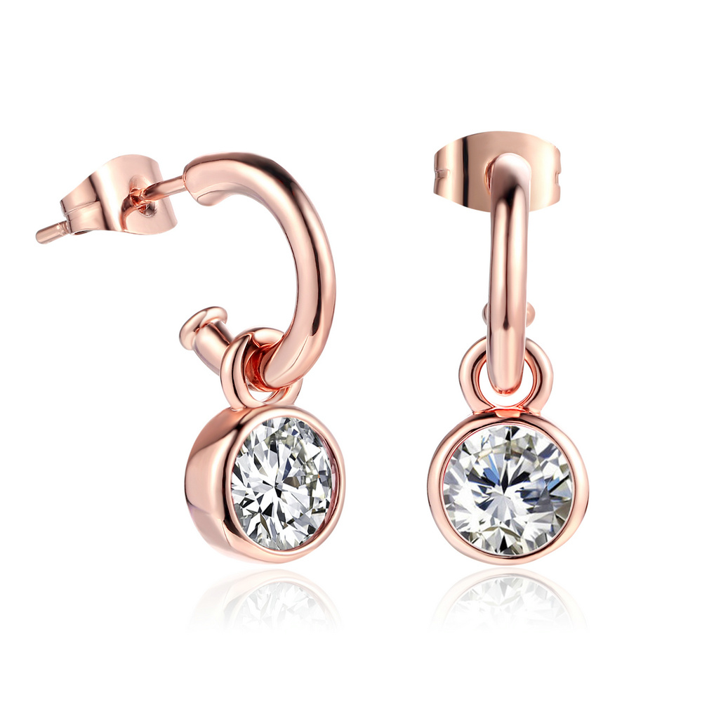 Piercing boucles d'oreilles pour femmes Style coréen Simple rond Zircon couleur or Rose accessoires de noël bijoux E496: Plaqué platine