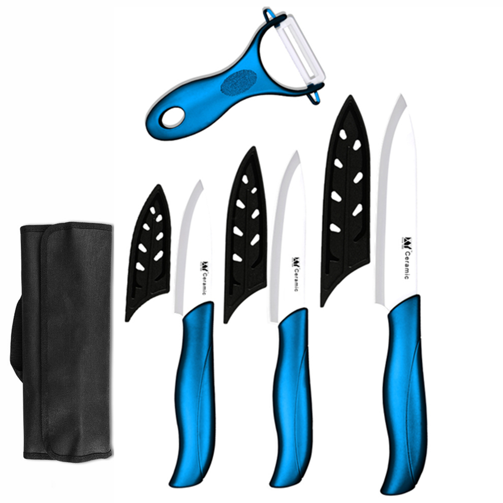 XYj 3'' 4'' 5'' 6'' INCH Ceramic Knife Kitchen Chef Set Fruit Ceramic Peeler With Knife Storage Carrying Bag Case Accessory: F 5pcs set