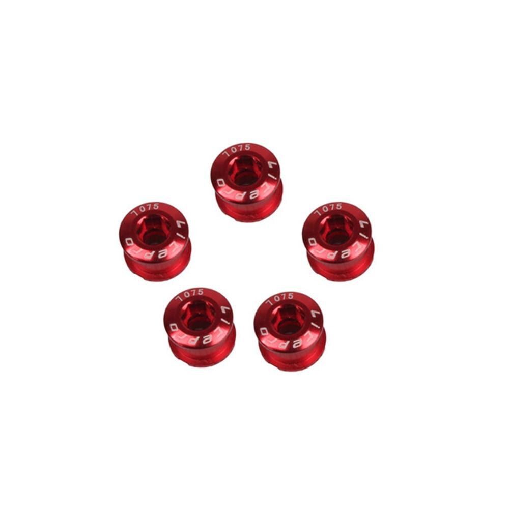 5 Stks/set Fiets Crank Chain Wheel Bolt 8 Kleuren 7075 Aluminium Mtb Kettingblad Bouten Enkele Kettingwiel Bouten: red
