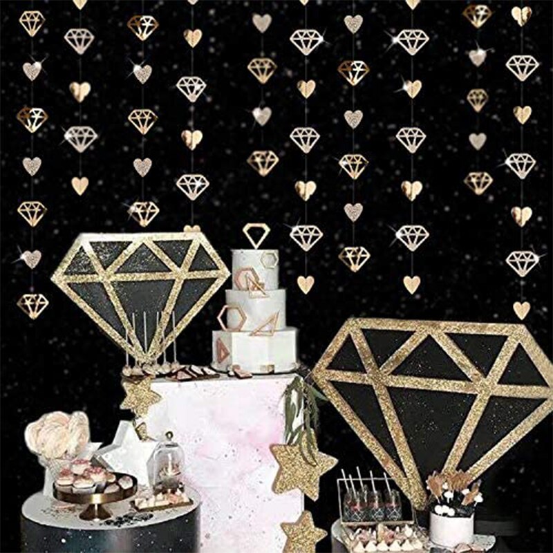Sött bröllop rosé guld champagne papper diamant hjärta girlander hängande kedja för möhippa möhippa leverans
