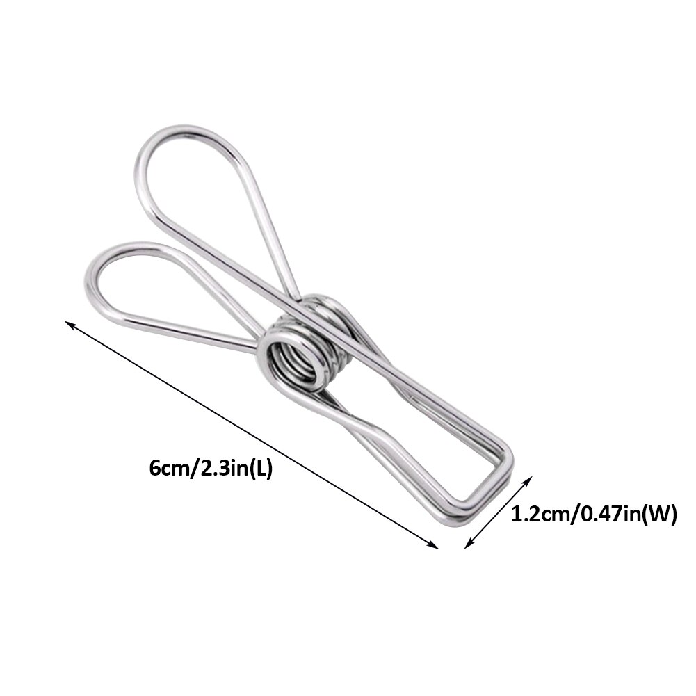 100pcs Hanging Clips Indoor Outdoor Photo Paper Spring Loaded Non Slip Stainless Steel Clothes Peg Space Saving Rustproof