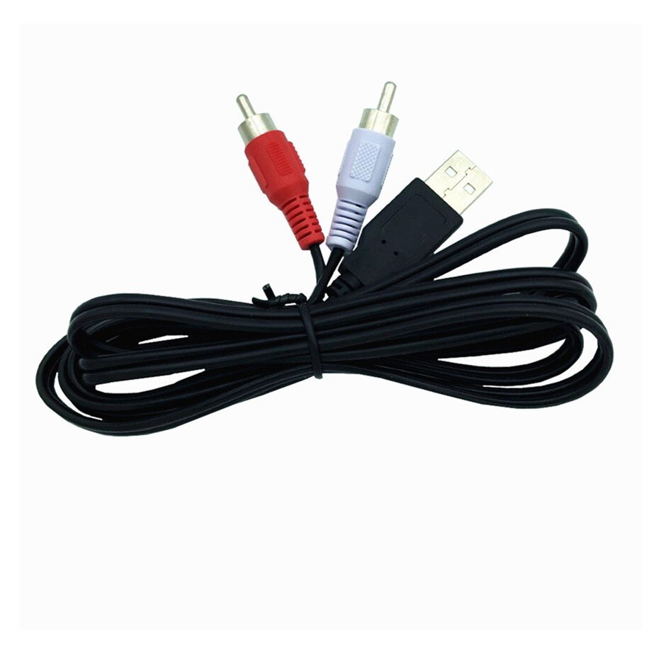 1.5m/5FT USB Male A to 2 RCA Male Adapter Audio Converter Cable Video AV A/V Cable USB to RCA Cable Cord For HDTV TV