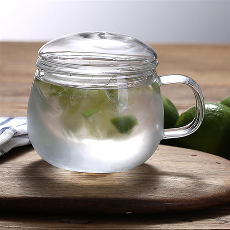 Transparent Glass Tea Cup Drinking Utensils Classic Heat-Resistant Glass Cup Glass Tea Mug Glass Coffee Mug With Lid: 3