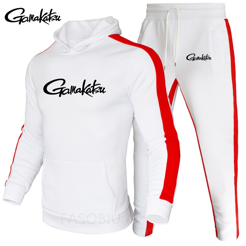 Combinaison de pêche en coton, hiver , ensemble de Camping en plein air, randonnée, Sport, vêtements rayés, Gamakatsu: WHITE