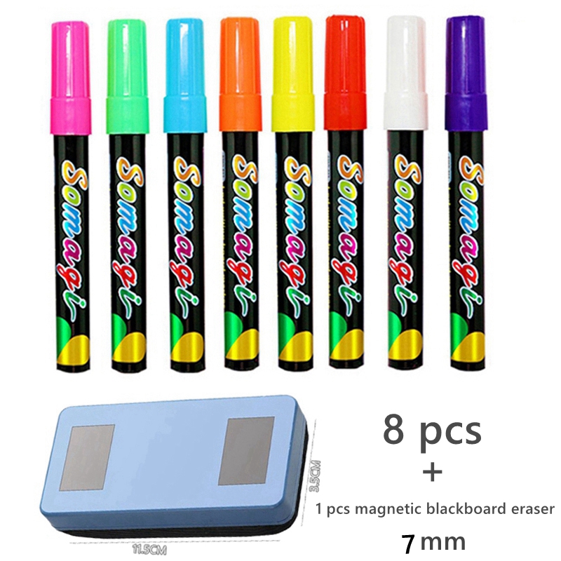 Haile 8Colors/lot Liquid Chalk Erasable Highlighter Art Graffiti Marker Pen For Glass Whiteboard LED Chalkboard Billboard Screen: WHITE