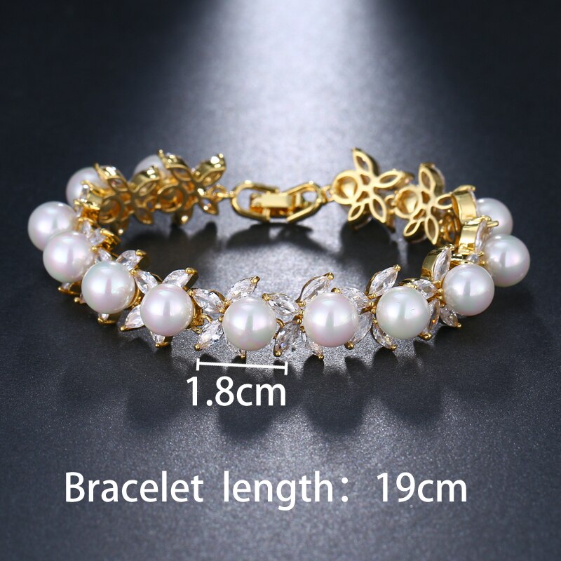 EMMAYA Round Imitation Pearl Unique AAA CZ Bracelet Sets For Women Jewelry Friendship Bracelets