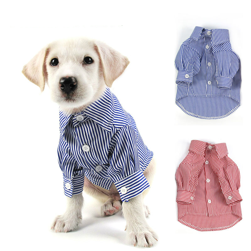 Hond Knappe Shirt Voor Kleine Middelgrote Honden Pommeren Corgi Blauwe Hond Shirts Chihuahua T Shirts Ropa Perro Gestreepte Teddy Kleding