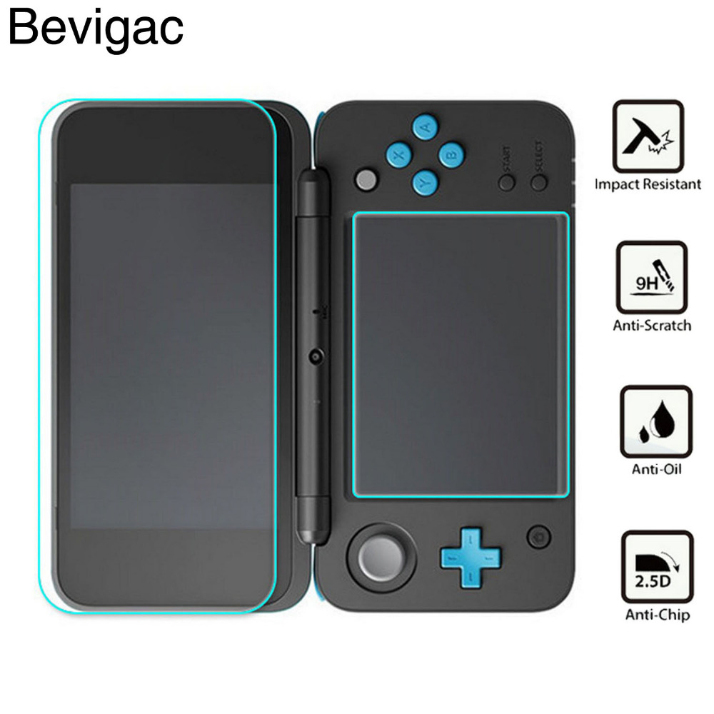 Bevigac 9H Hardness High Definition Tempered Glass Screen Protector Film Guard for Nintend Nintendo 2DS XL LL Console Game