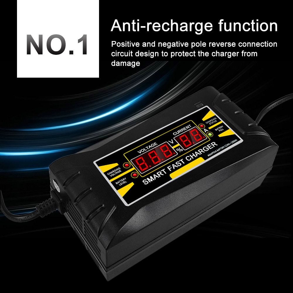 Car Charger Car Battery Charger 12V 6A 10A Car Moto Full Automatic Smart Power Charging Digital LCD Display EU US Plug
