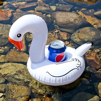 Mini Opblaasbare Bekerhouder Eenhoorn Flamingo bekerhouder Zwembad Float Baden zwembad Speelgoed Partij Decoratie Bar zwemmen ring: White Swan
