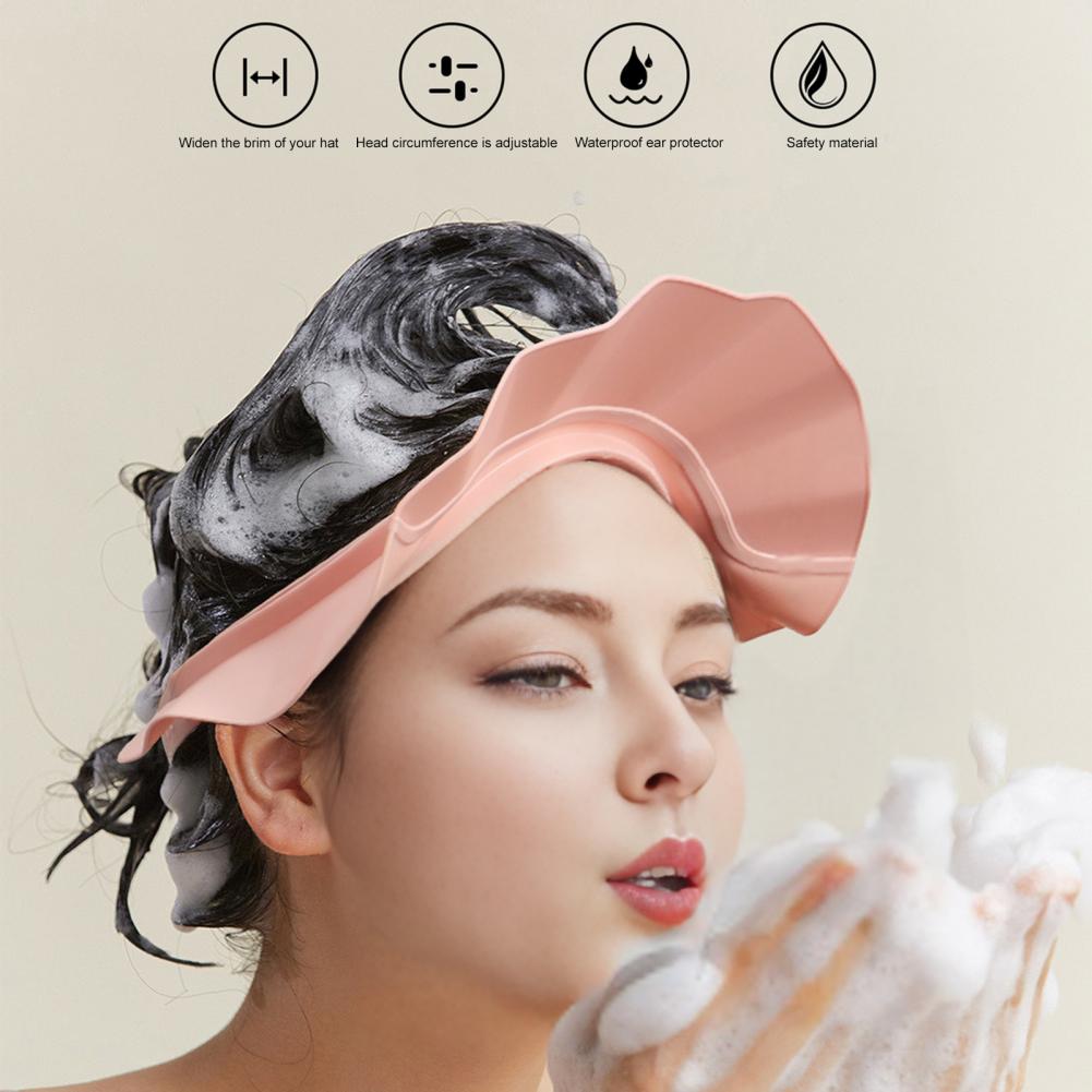 Shower Cap Shield Adjustable Bathing Head Hat Shampoo Visor Cap Soft BPA Free Hair Washing Shield For Head Ear Eye Protection