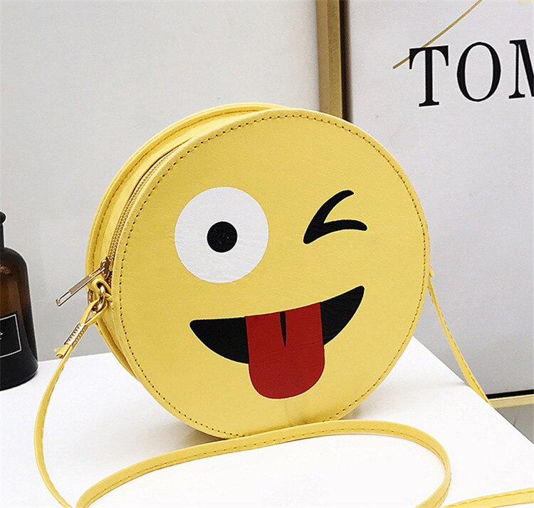 Kleine Ronde Tas Met Smiley Gezicht Leuke Meisje Messenger Bag Cartoon Schoudertas