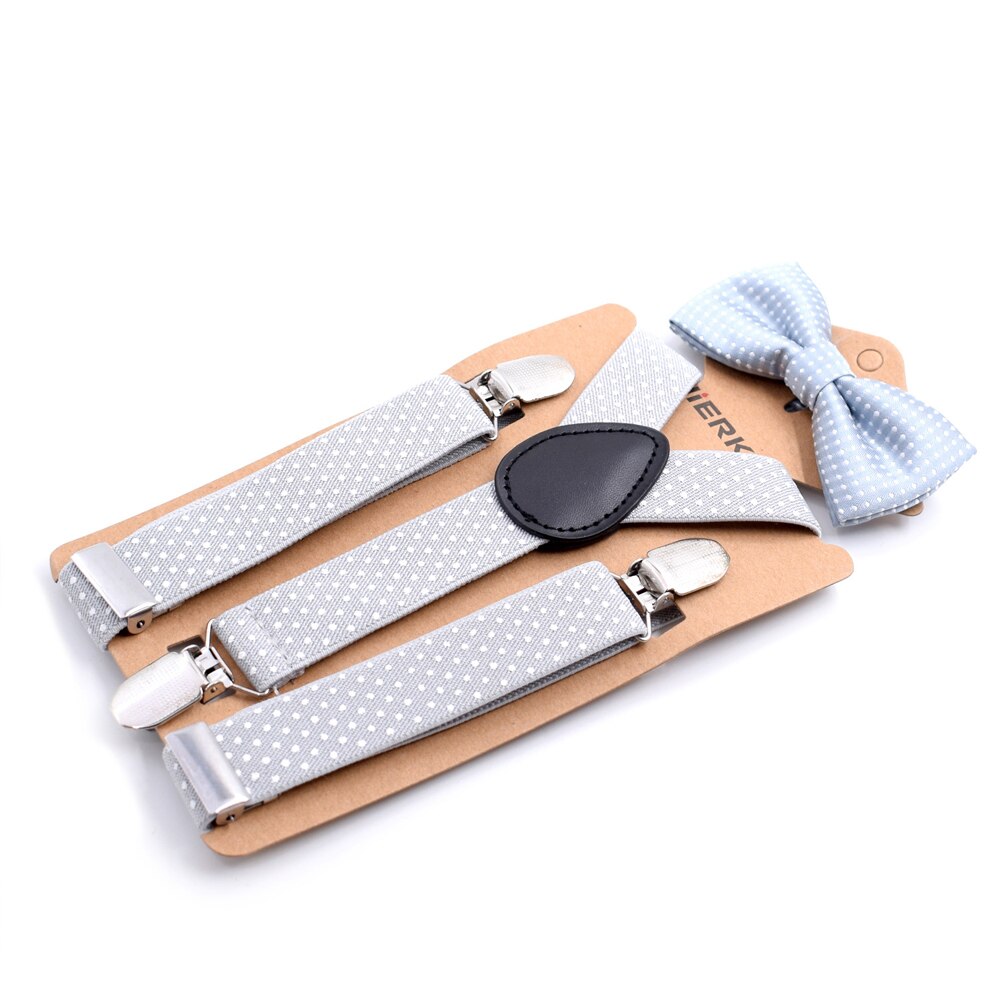 Toddler Kids Girl Boy Polka Dot Suspender Clip with Bow Tie Set Adjustable Suspender Bowtie Set: I