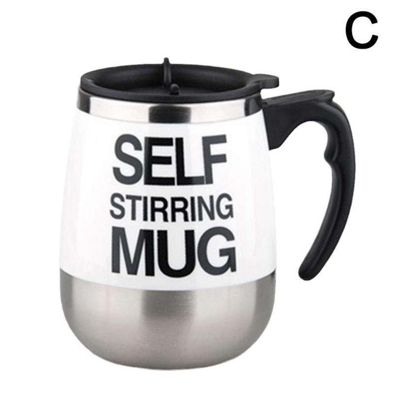 Tazza magnetica automatica caffè latte mescolare tazze 304 acciaio inossidabile creativo agitazione bicchiere auto tazza pigro elettrico Q8H4: elettrico bianca